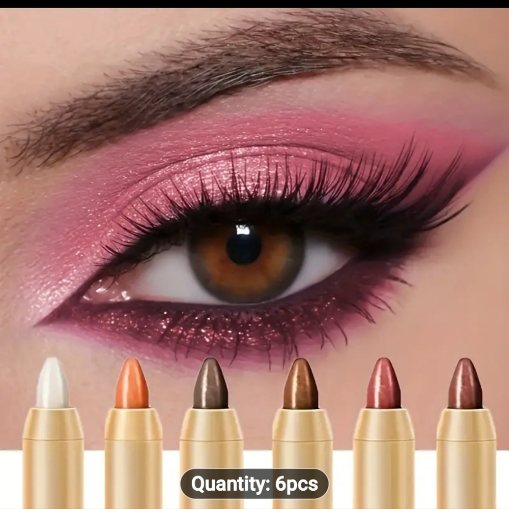 6 Pc Set Glide On Eye Shadow W/ Sponge Applicator/blender Fresh